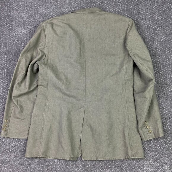 Vintage LL Bean Blazer Jacket Men's 40R Olive Green Cotton Linen - Picture 4 of 13